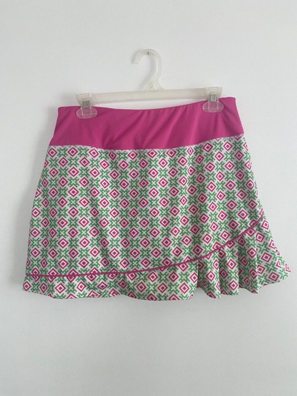 Birdies And Bows Women's Pink & Green Geometric Golf Skort Size M